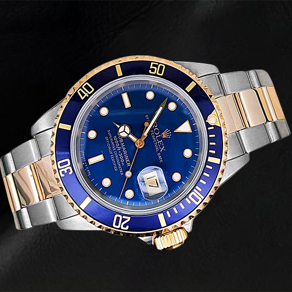 Rolex 16613 Submariner Date 40 mm blaues Zifferblatt zweifarbige Uhr