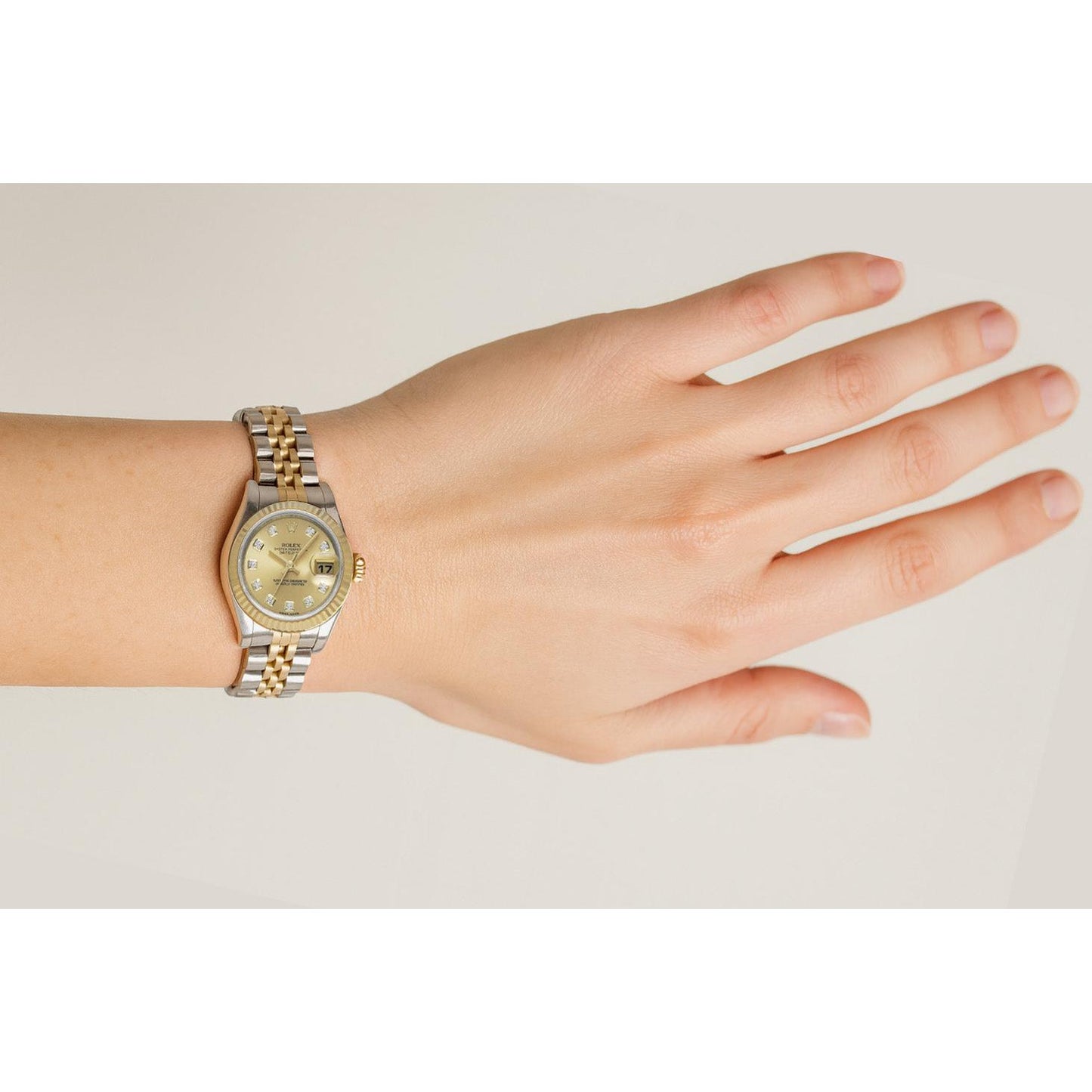 Rolex 179173 Datejust 26 mm Champagner Diamant Zifferblatt Jahr 2014 Zweifarbige Uhr P1