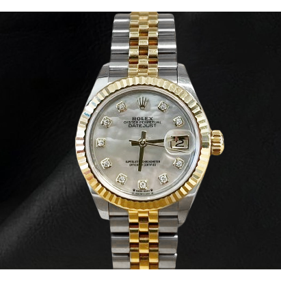 Rolex 278273 Datejust 31 mm weiBes Perlmutt Zifferblatt mit Diamanten zweifarbige Uhr