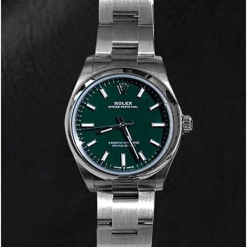 Rolex 31 mm Herrenuhr mit grüner Leuchtmasse