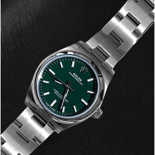 Rolex 31 mm Herrenuhr mit grüner Leuchtmasse