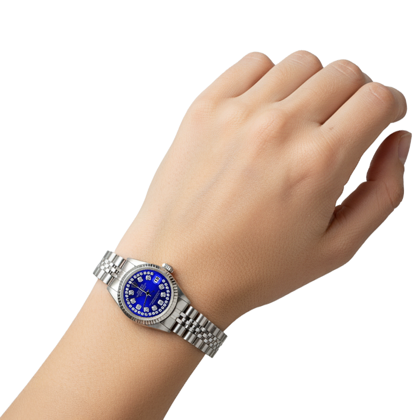 Rolex Blau Zweireihig Diamant Zifferblatt Edelstahl Jubilee Datejust Uhr P2