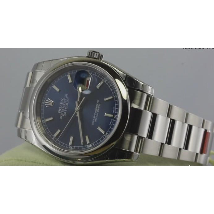blaues Zifferblatt, Edelstahl Rolex