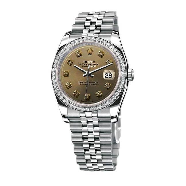 Rolex Date Just 36 mm Uhrenlünette Diamantzifferblatt Rolex SCHNELLES EINSTELLEN