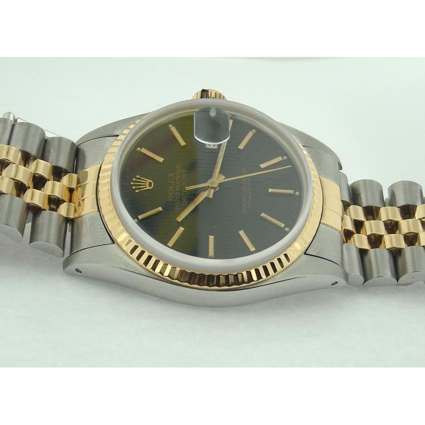 Rolex Date Just Oyester Datejust Uhr mit schwarzem Zifferblatt