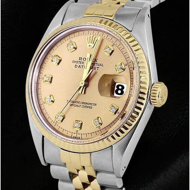 Rolex Date just Diamant Zifferblatt geriffelte Lünette Herrenuhr Tt Jubilee Armband SCHNELLES EINSTELLEN