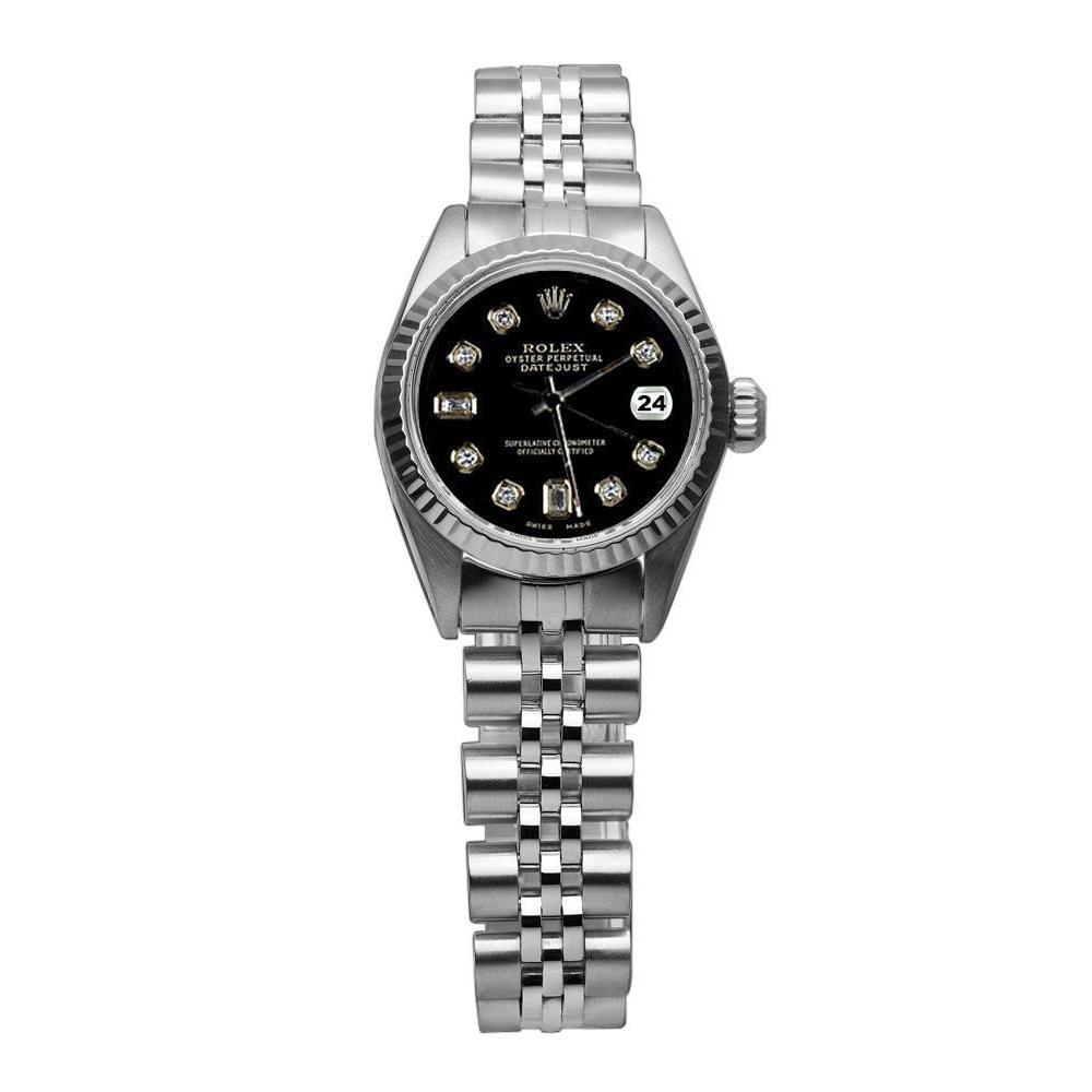 Rolex Datejust-Uhr mit Jubiläumsarmband aus Edelstahl und Diamantzifferblatt