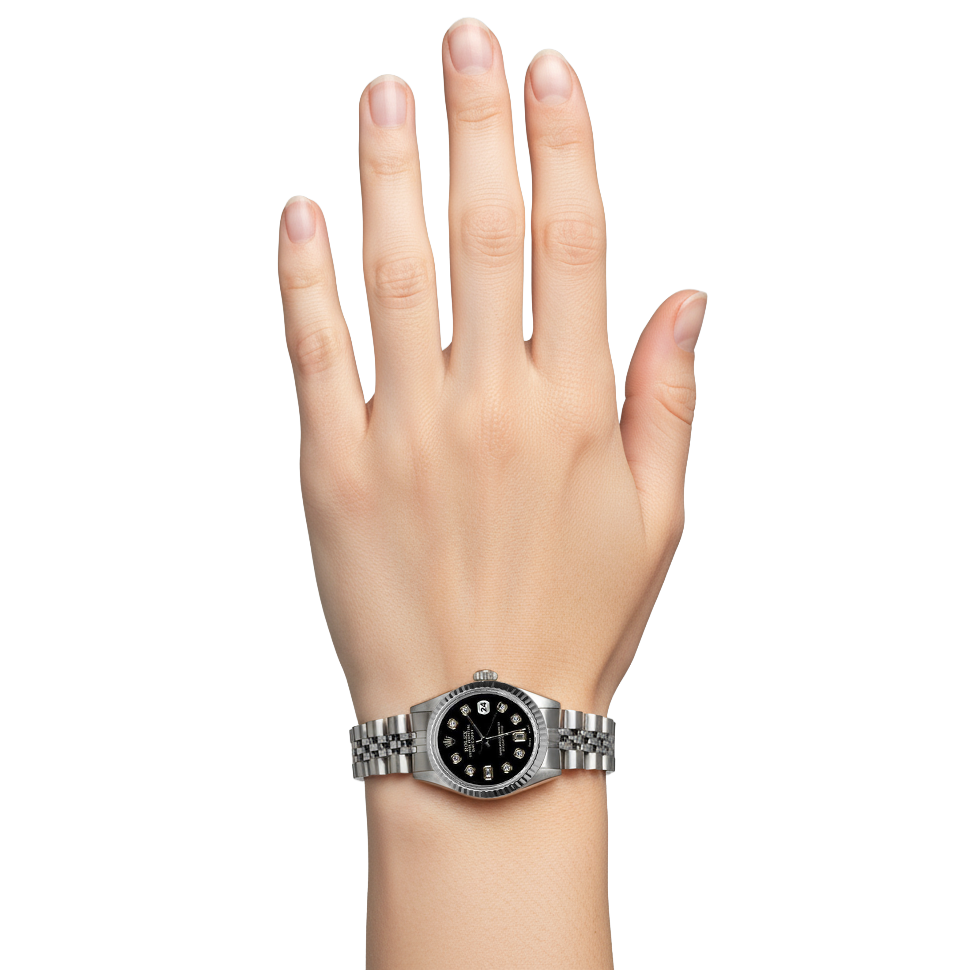 Rolex Datejust-Uhr mit Jubiläumsarmband aus Edelstahl und Diamantzifferblatt