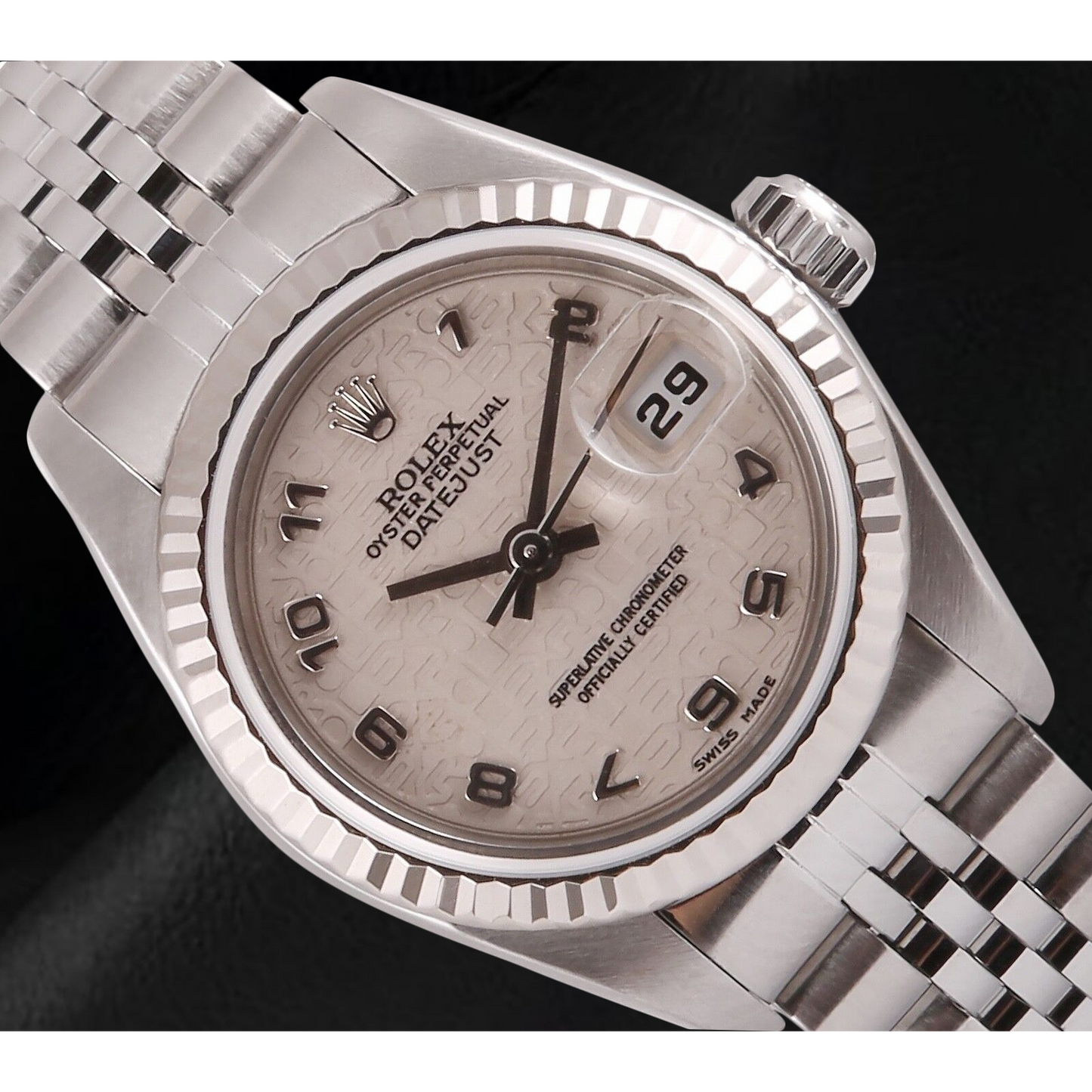 Rolex Datejust 26 mm weiße Jubilee-Uhr mit arabischem Zifferblatt aus Edelstahl
