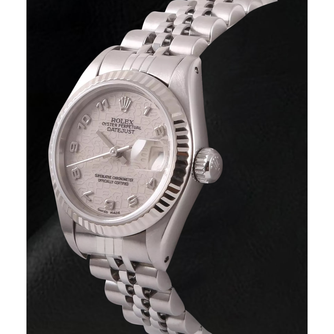 Rolex Datejust 26 mm Edelstahluhr mit weißem arabischen Jubilee-Zifferblatt