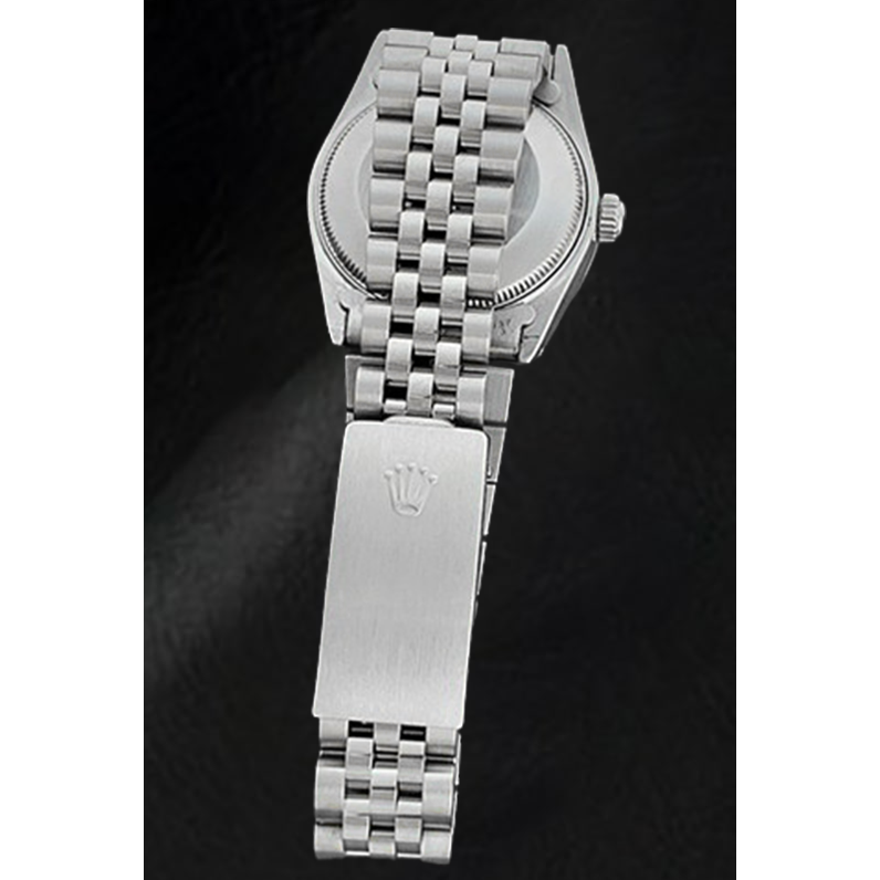 Rolex Datejust 31 mm Uhr aus Edelstahl mit weißem Perlmutt-Zifferblatt und Diamanten