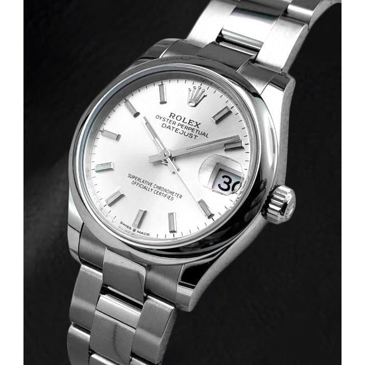 Rolex Datejust 31 mm silbernes Leuchtzifferblatt aus Edelstahl für