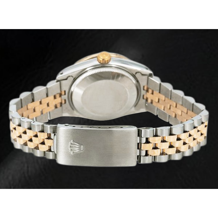 Rolex Datejust 31 mm, zweifarbige Uhr mit weißem Perlmutt-Zifferblatt und Diamanten