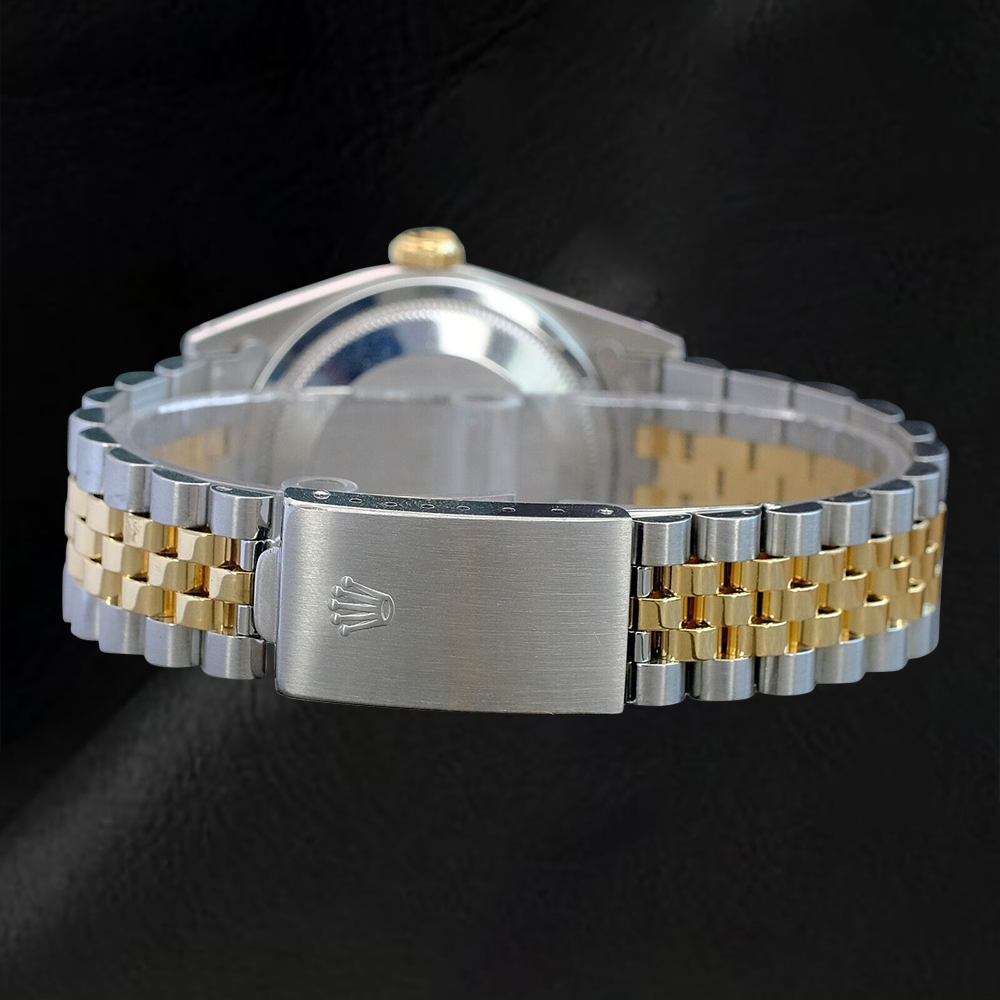 Rolex Datejust 36 mm, zweifarbige Uhr mit grünem Diamantzifferblatt