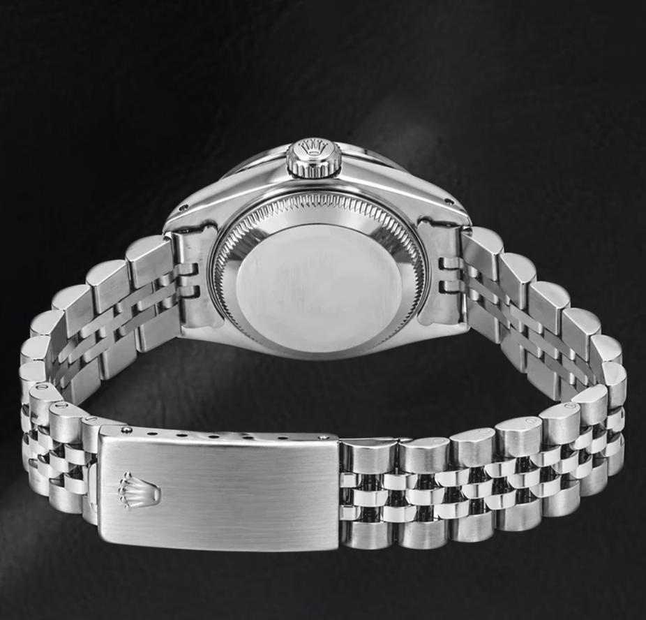 Rolex Datejust 6916 26 mm Edelstahluhr, schwarzes Zifferblatt mit römischen Ziffern, Diamantlünette