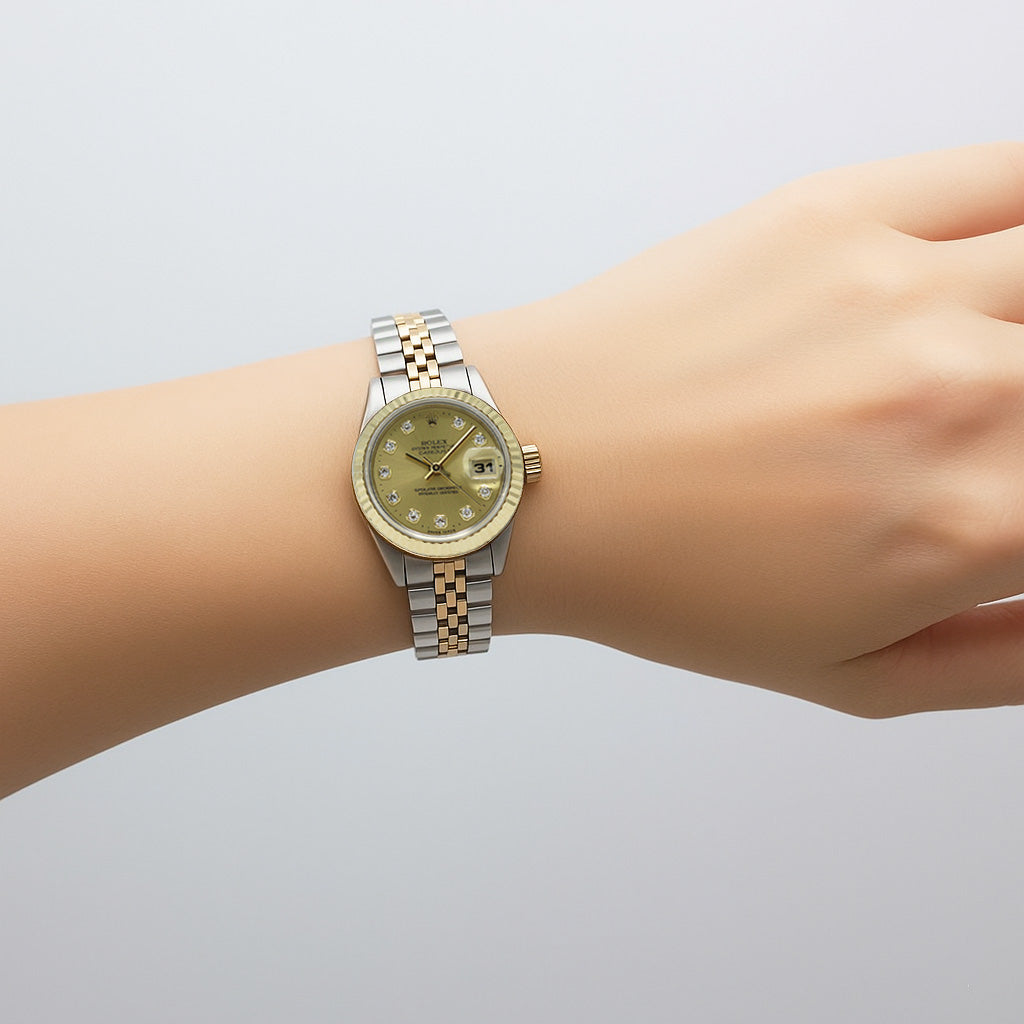 Rolex Datejust Champagner Diamant Zifferblatt 26 mm Jahr 2001 Zweifarbige Uhr