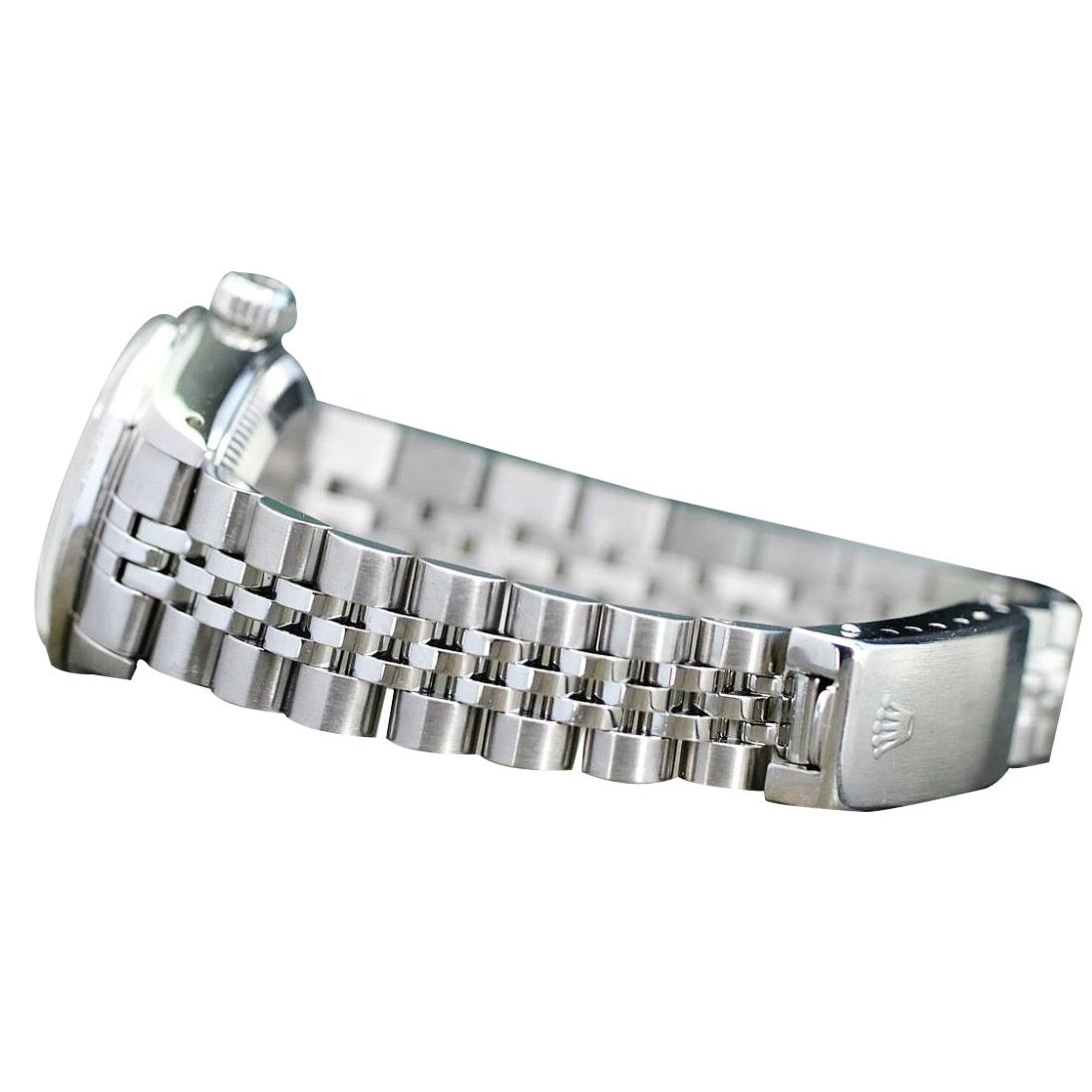 Rolex Datejust Damenuhr aus Edelstahl mit Diamant-Zifferblatt und Lünette