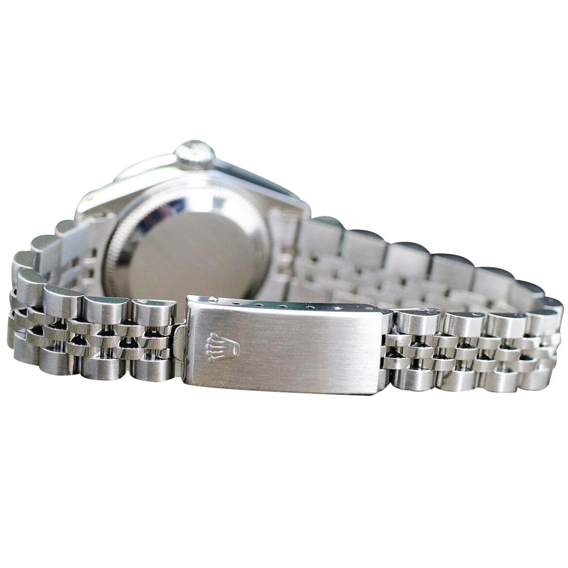 Rolex Datejust Damenuhr aus Edelstahl mit Diamant-Zifferblatt und Lünette