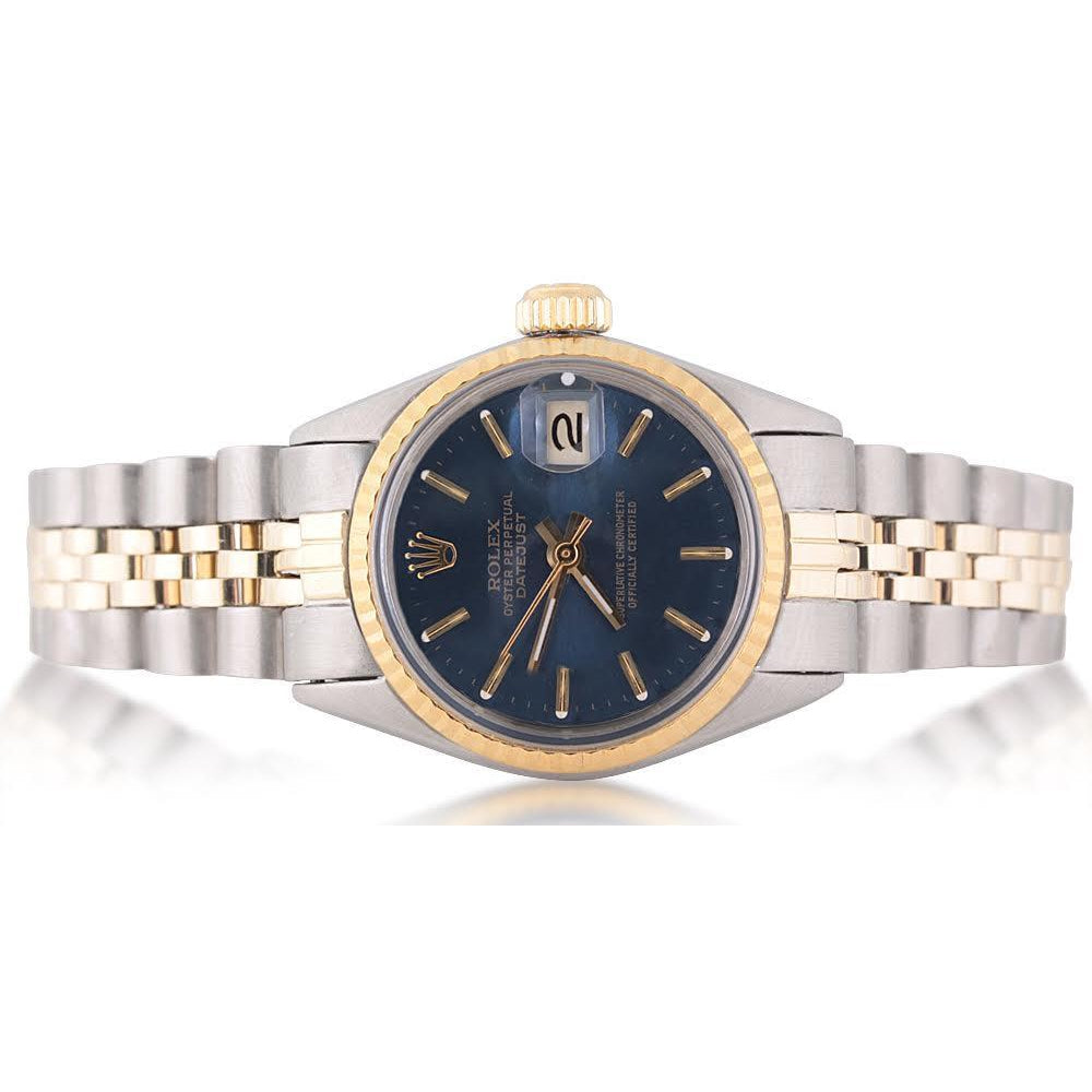 Rolex Datejust Damenuhr mit geriffelter Lünette, Jubilee-Armband, Edelstahl und-Gold