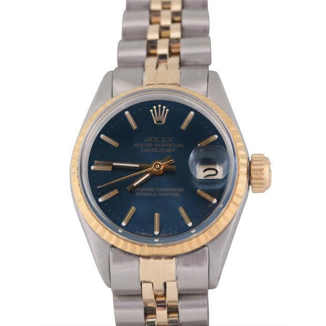 Rolex Datejust Damenuhr mit geriffelter Lünette, Jubilee-Armband, Edelstahl und Gold1