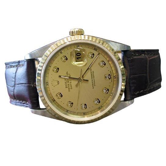 Rolex Datejust Diamant Zifferblatt Geriffelter Lünettenton Männer Betrachten SCHNELLES EINSTELLEN