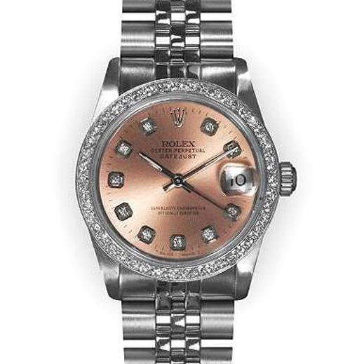 Rolex Datejust Edelstahl Uhr Rosa Zifferblatt Mittelgroße Rolex Rosa Zifferblatt Edelstahl