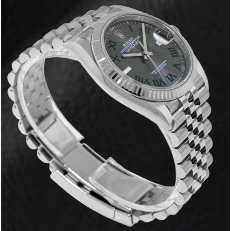 Rolex Datejust – Graue Wimbledon-Uhr mit römischem Zifferblatt, 36 mm, Edelstahl
