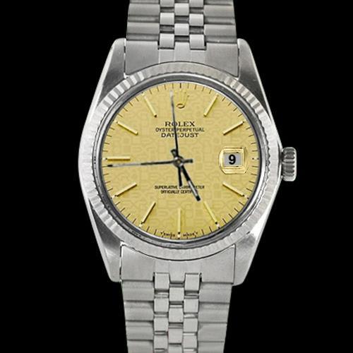 Rolex Datejust Herrenuhr, Edelstahl, geriffelte Lünette, Champagner-Zifferblatt, SCHNELLES EINSTELLEN