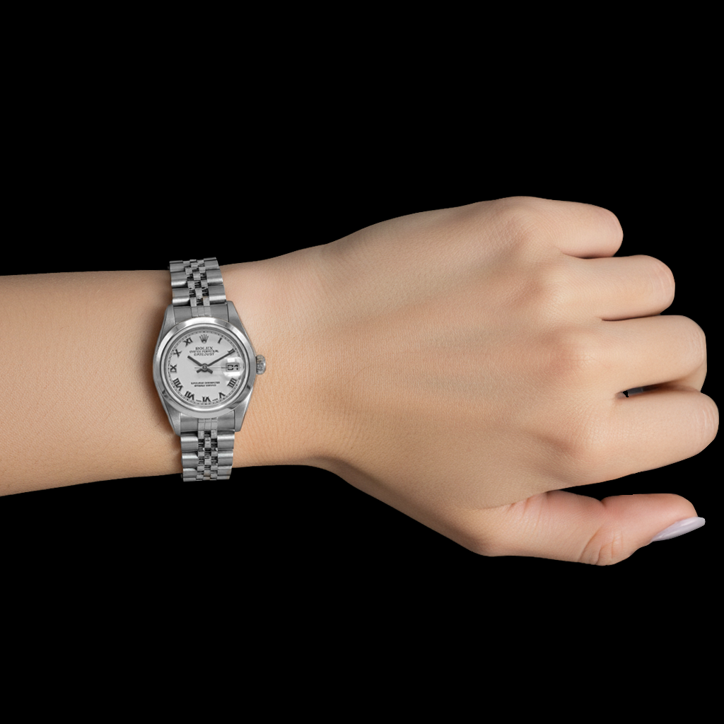 Rolex Datejust Jubilee Damenuhr mit weißem römischen Zifferblatt und Armband P5