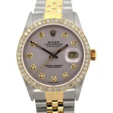 Rolex Datejust Mittelgroß weißes Perlmutt-Diamant-Zifferblatt
