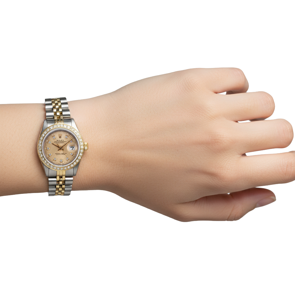 Rolex Datejust Tapestry Damenuhr mit Diamant-Zifferblatt und Lünette, Edelstahl und Gold P2