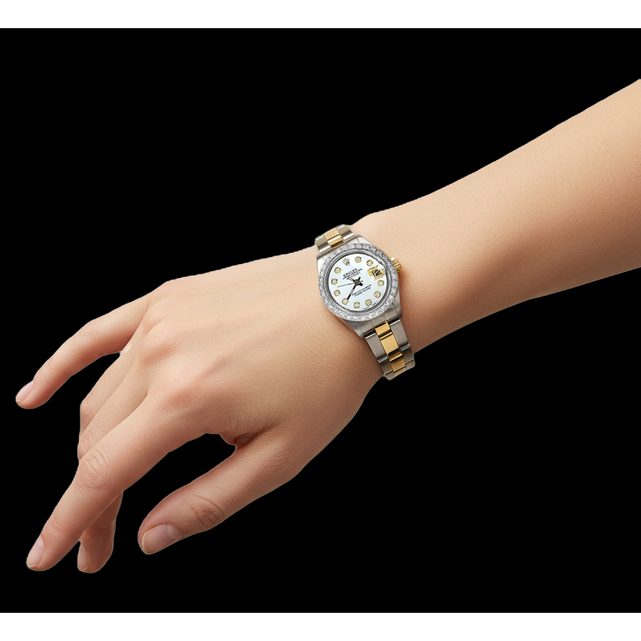 Rolex Datejust Zweifarbig Damenuhr mit Diamantlünette P3