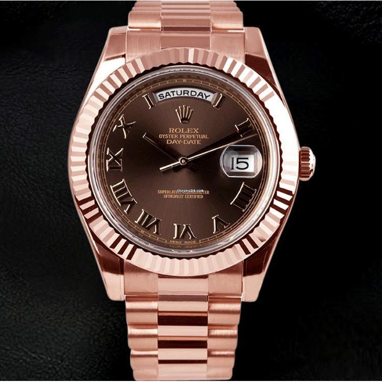 Rolex Day Date 41 mm braunes romisches Zifferblatt Herrenuhr Rosegold 18 Karat