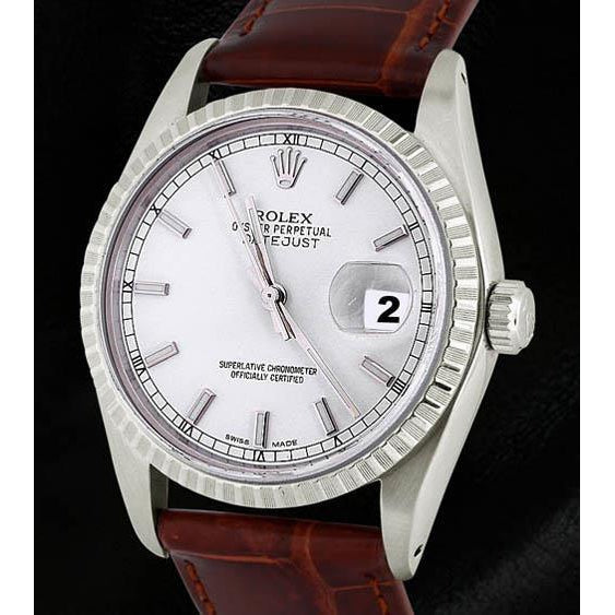 nur braunes Lederband Rolex