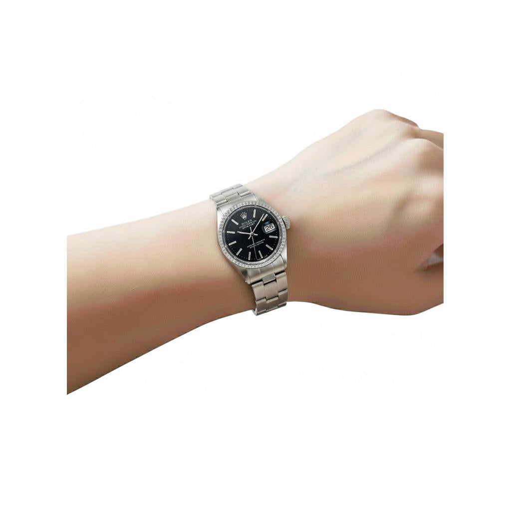 Rolex Lady Datejust schwarzes Zifferblatt mit 26-mm-Edelstahluhr