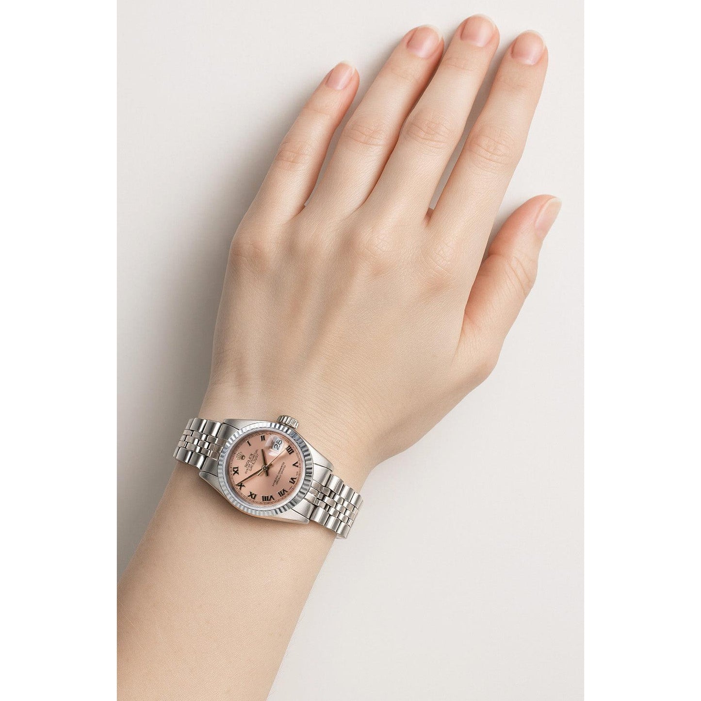 Rolex Lady Uhr mit römischem Zifferblatt in Lachsfarbe P4