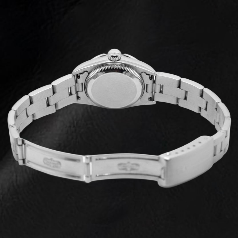 Rolex Oyster Perpetual, 24 mm, Edelstahluhr mit rosa Diamant-Zifferblatt