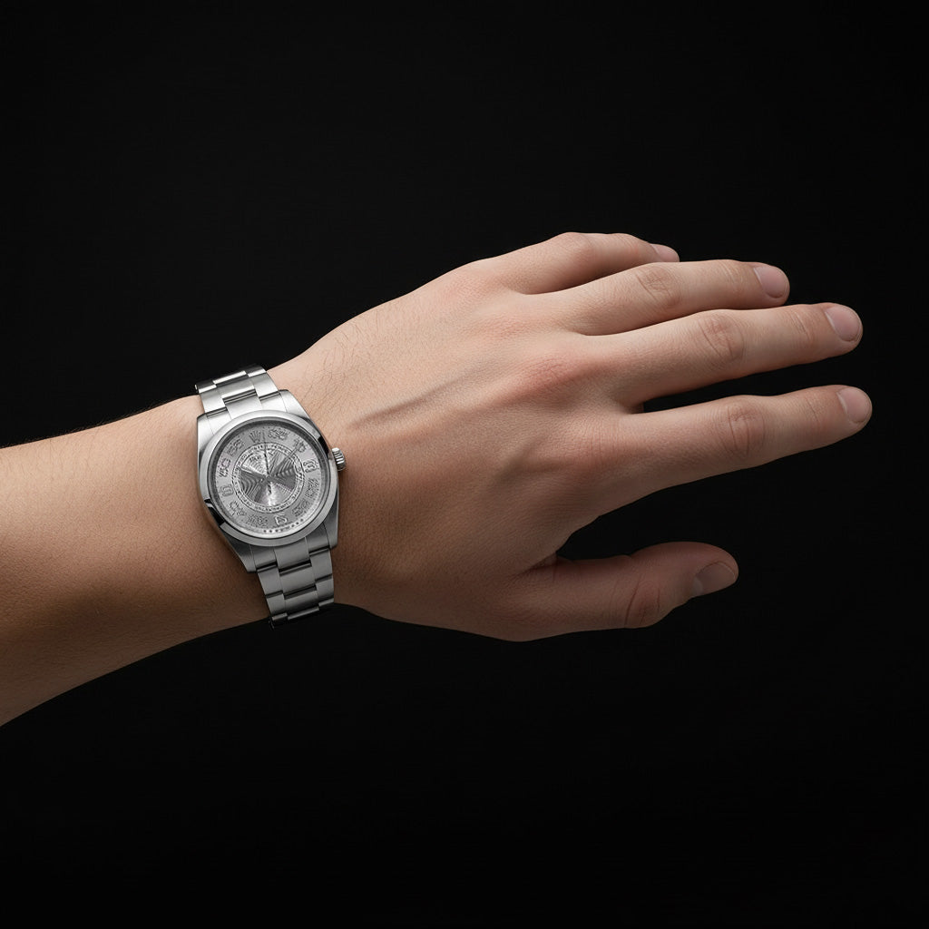 Rolex Oyster Perpetual 36 mm 116000 Silber arabische SS-Uhr