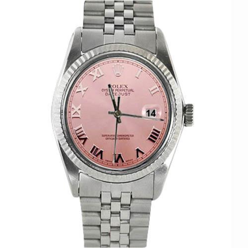 Rolex Rosa Römisches Zifferblatt Datejust Rolex Betrachten Geriffelt Lünette Edelstahl Jubilee SCHNELLES EINSTELLEN
