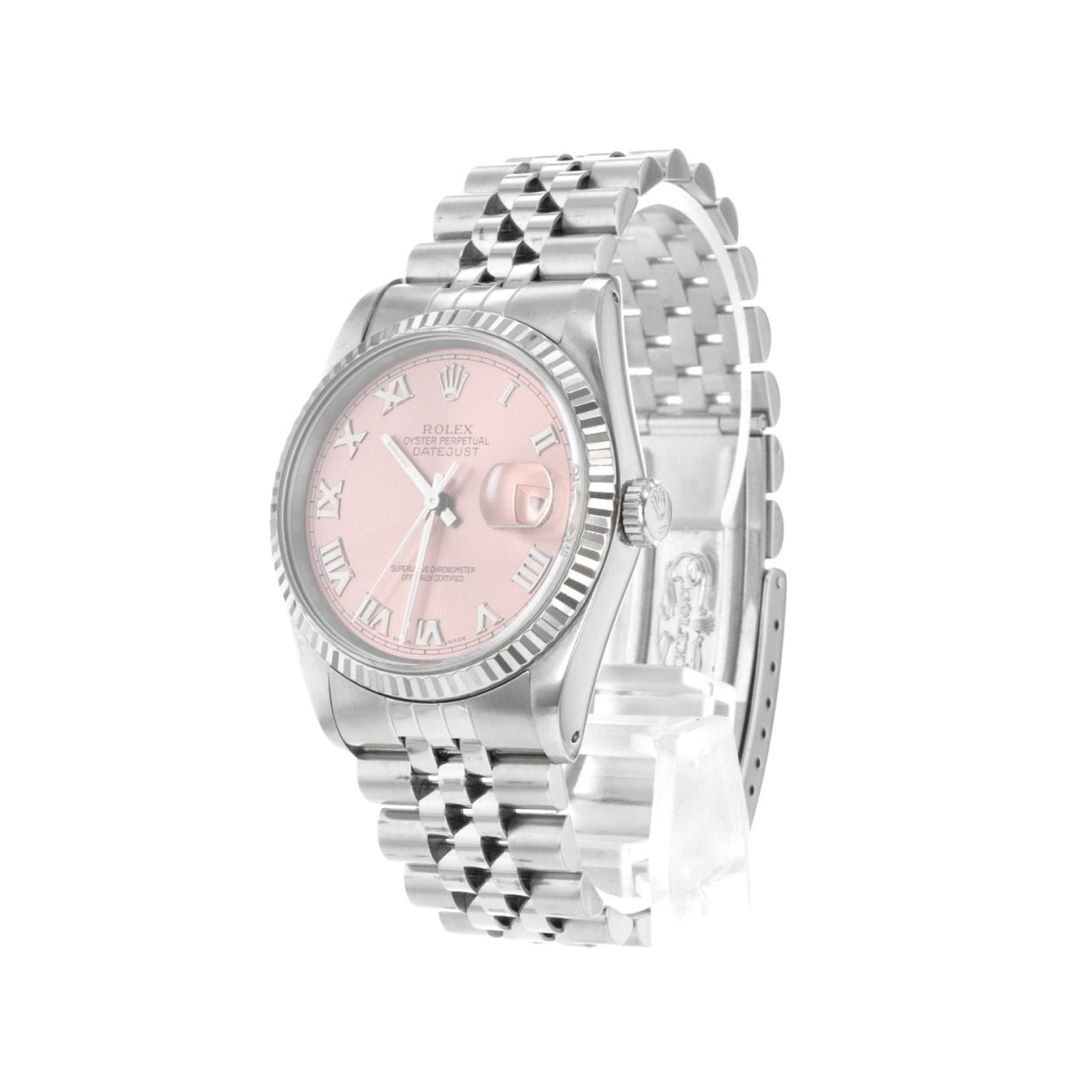Rolex Rosa Römisches Zifferblatt Datejust Rolex Betrachten Geriffelt Lünette Edelstahl Jubilee SCHNELLES EINSTELLEN