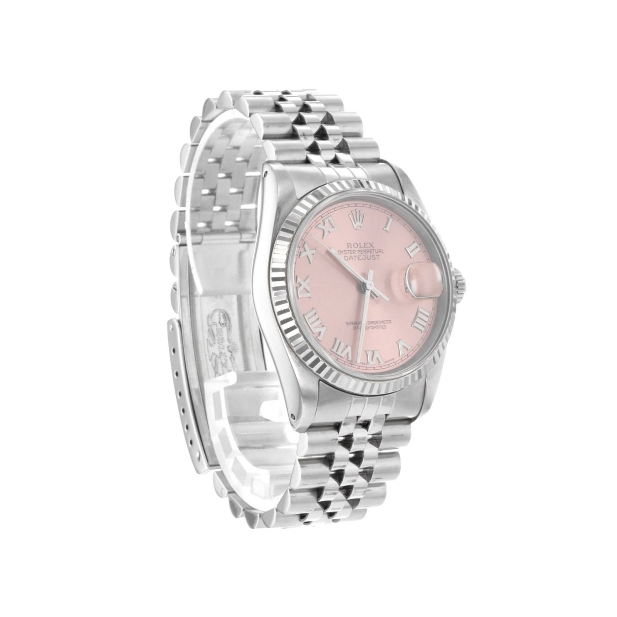 Rolex Rosa Römisches Zifferblatt Datejust Rolex Betrachten Geriffelt Lünette Edelstahl Jubilee SCHNELLES EINSTELLEN