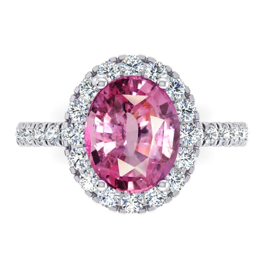 Rosa Saphir Halo Diamant Ring