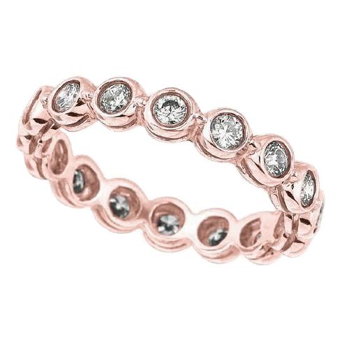 Rose Gold Natürliche Diamant Eternity Band Runde Lünette 1,60 Karat