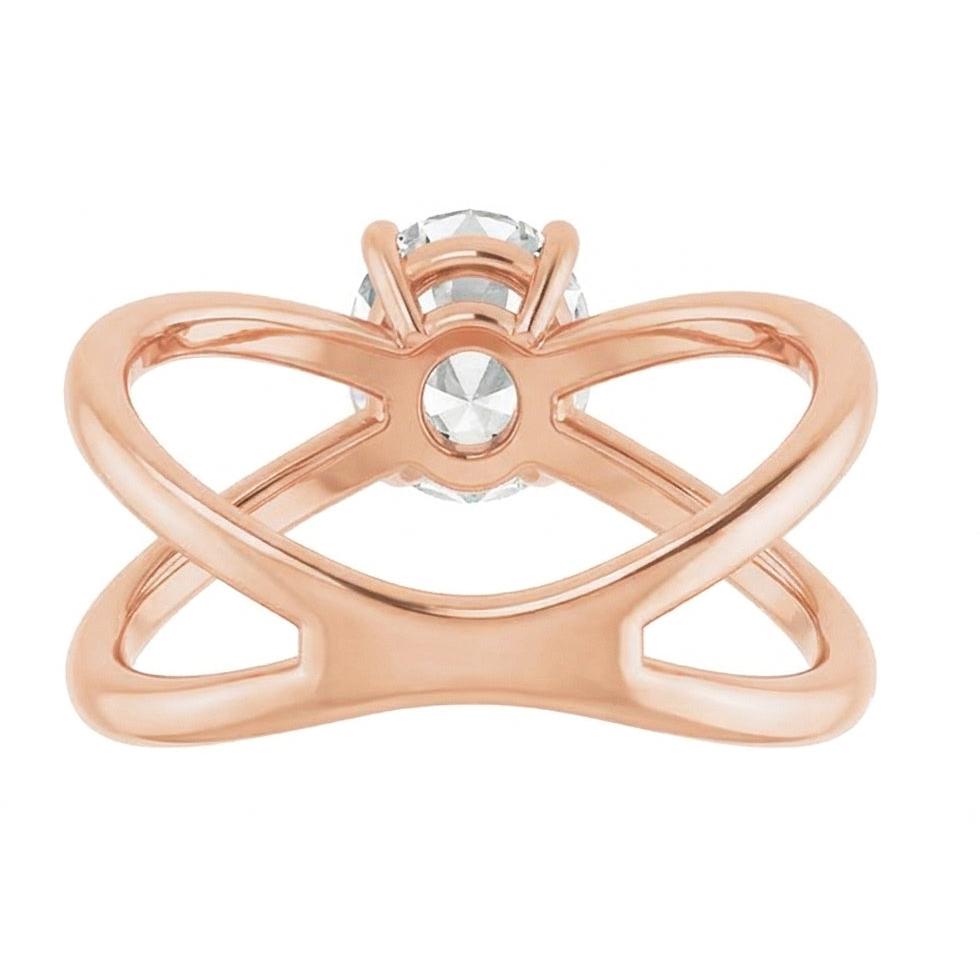 Antik-Kissen-Schliff Brillant Ring in 14 Karat Roségold – Draufsicht