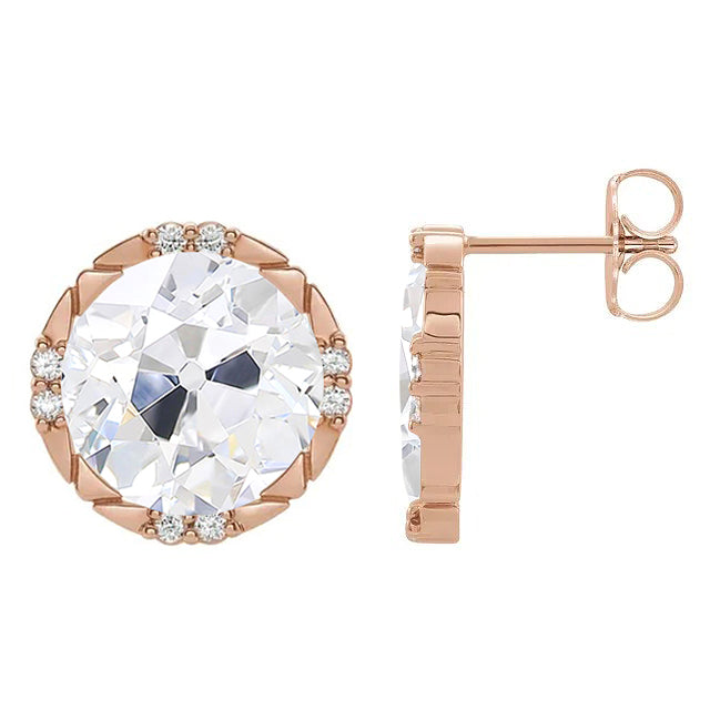 Old Mine Cut Edler Diamant Ring in 14 Karat Roségold – Frontansicht