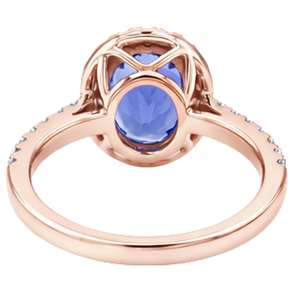 Roségold 14K 15,40 Karat Tansanit mit Aus der Erde Abgebauter Natürlicher Diamanten Ring Neu