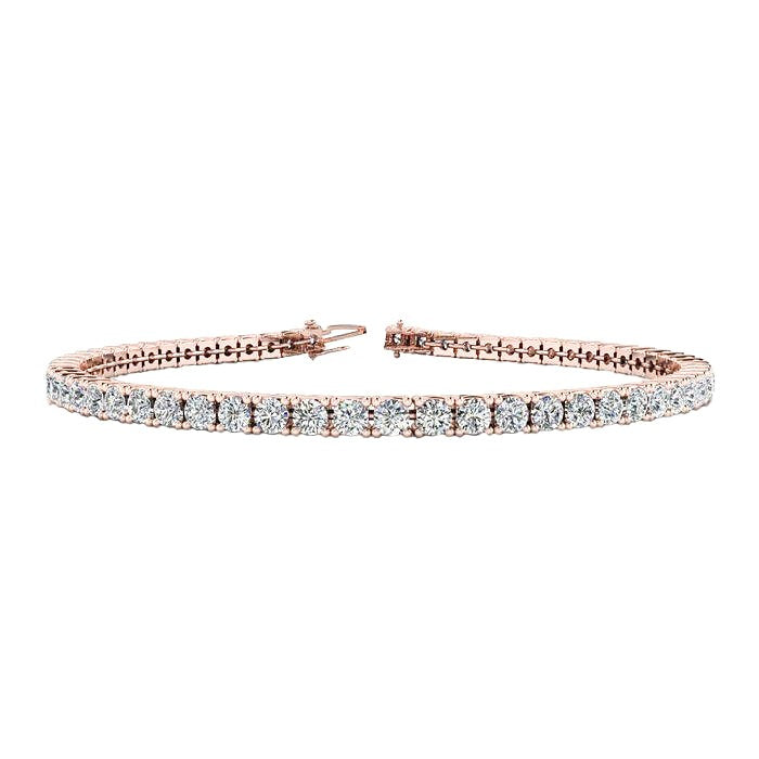 Roségold 14K 6,60 Karat Runde Echt Diamanten im Brillantschliff Tennis Neu