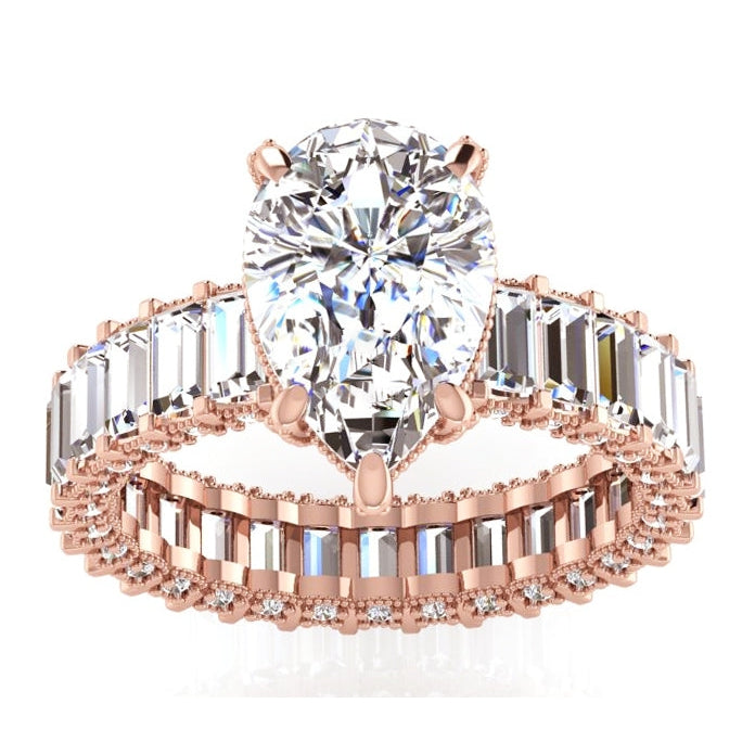Roségold Birne Natürliche Diamant Verlobungsring