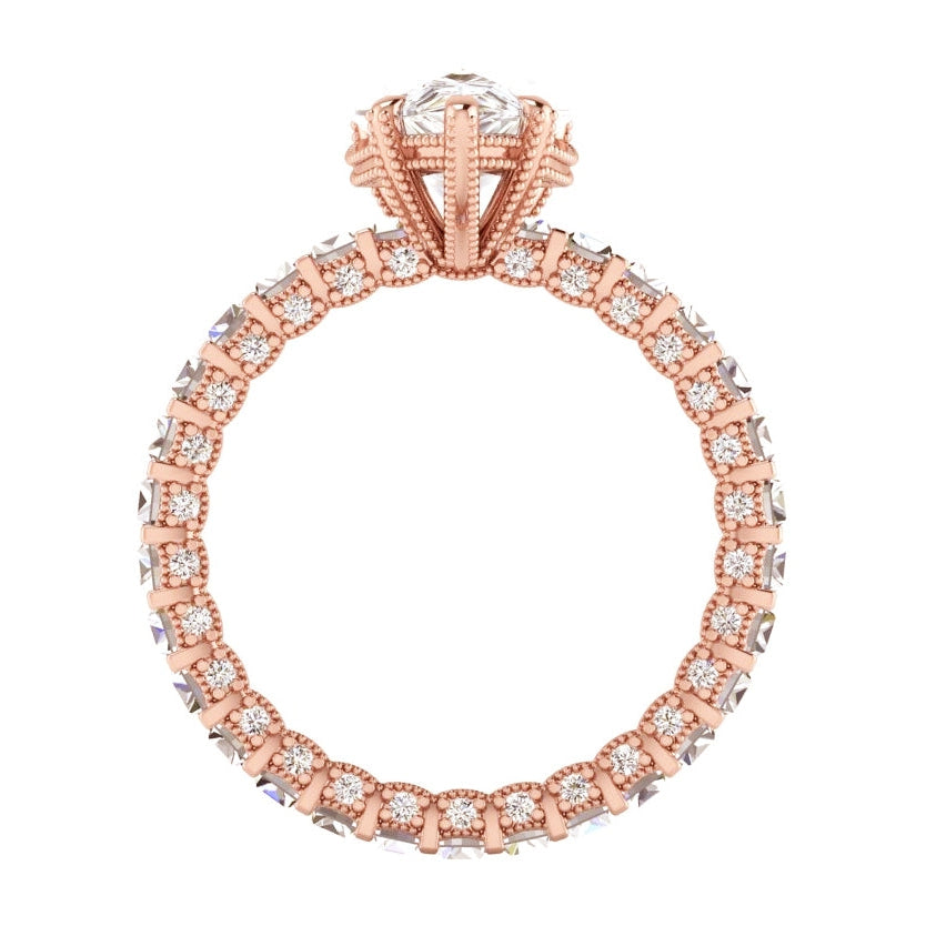Roségold Birne Natürliche Diamant Verlobungsring
