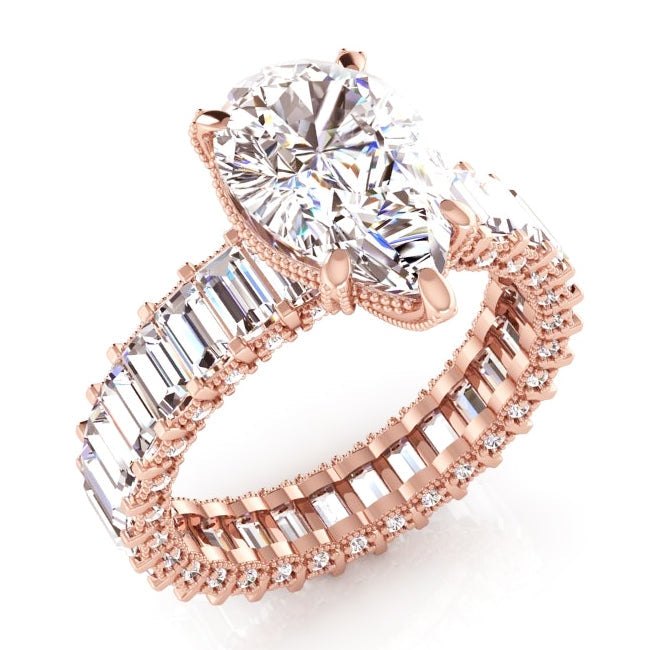Roségold Birne Natürliche Diamant Verlobungsring